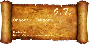 Orgonik Taksony névjegykártya